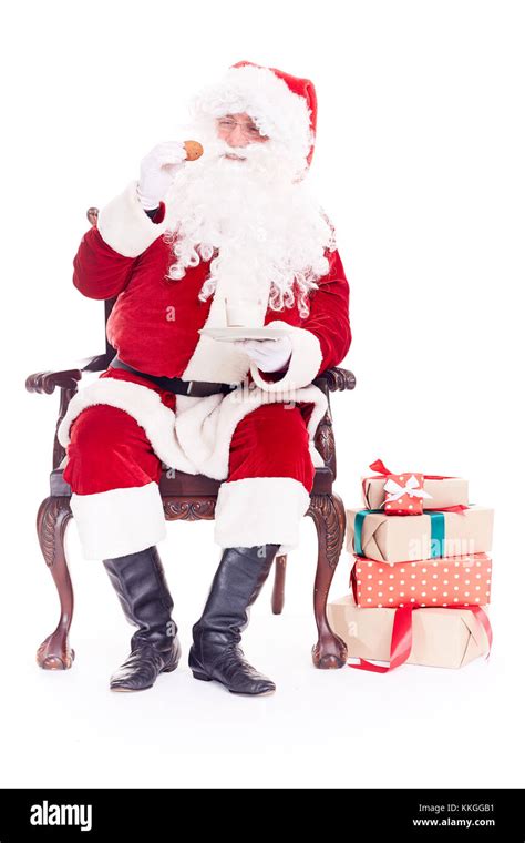 Santa Eating Cookies Stock Photo Alamy
