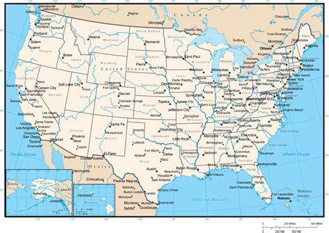 Usa Map With States And Capitals And Cities United States Map