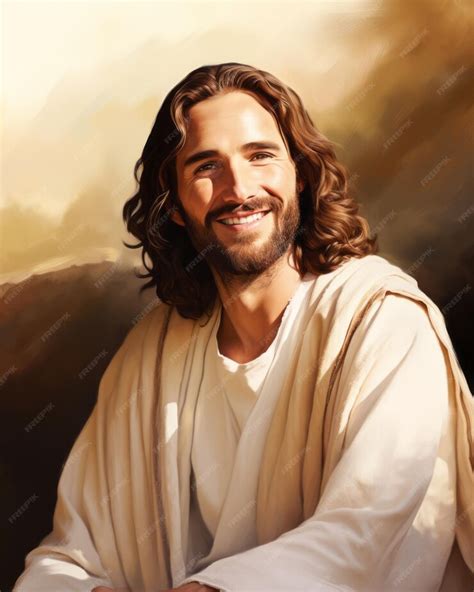 Una Pintura De Jesús Sonriendo Foto Premium