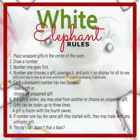 White Elephant Gift Exchange Rules And Printables In 2020 Christmas
