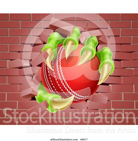 Vector Illustration Of A Monster Claws Holding A Cricket Ball And