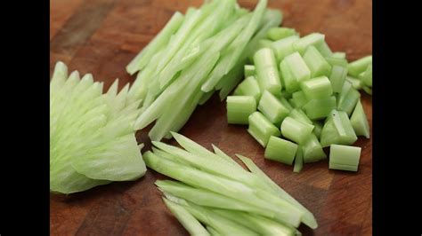 This is how i did it. How To Cut Celery-Knife Skill - YouTube