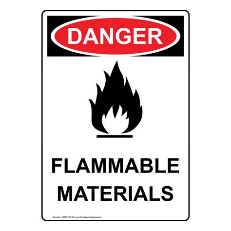 Osha Danger Flammable Materials Sign Ode Flammable