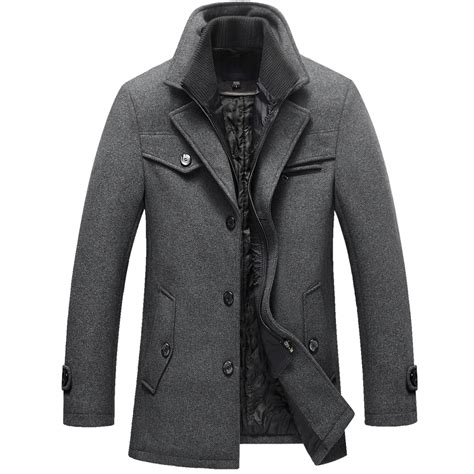 2019 New Men Winter Wool Coat Slim Fit Jackets Mens Casual Thick Cotton