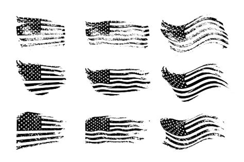 Black Vintage Usa Flags Illustration Vector American Flag On Grunge