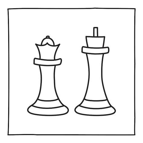 Premium Vector Doodle Chess Pieces Icons Queen And King Icon Hand