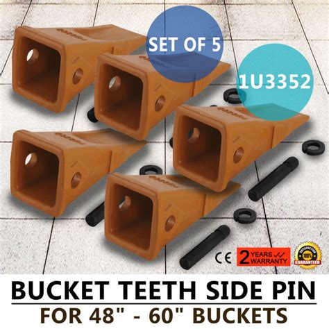 5 Pack 1u3352 Bucket Digging Teeth Side Pin Excavator Alloy Steel Free
