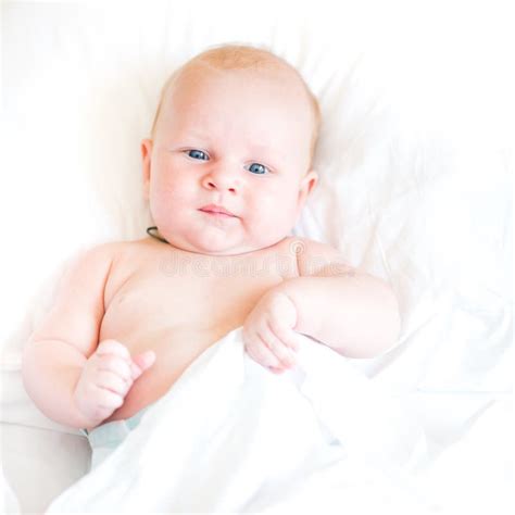 Peaceful Newborn Baby Lying On A Bed Stock Photo Image Of Human Calm