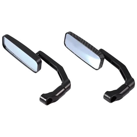1 Pair Universal Motorcycle 360 Rotate Mirrors Rectangle Rear View Mirrors Black Thread Color