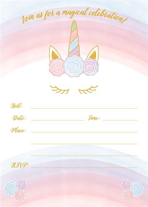 Get free party template here: Unicorn Invitation Free Printable Templates - Easy To ...