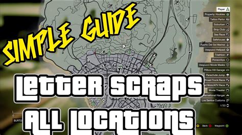 Gta 5 All Letter Scraps Location Guide Gta V Grand Theft Auto 100