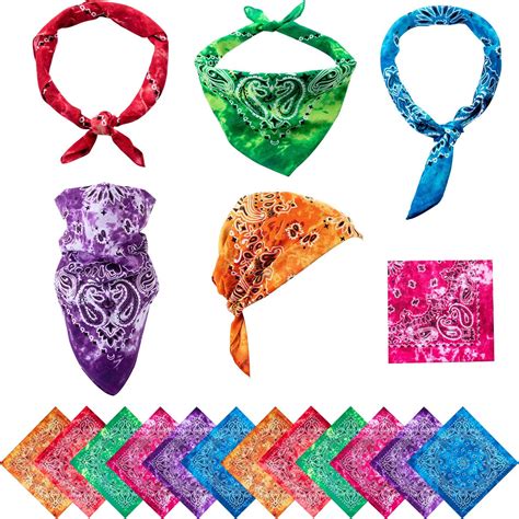 Boao 12 Pieces Novelty Gradient Bandana Double Sided Paisley Cotton