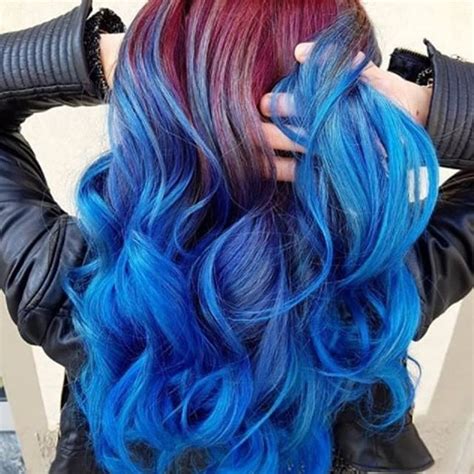 Red And Blue Makeperfection This Rooted Redblue Ombrehair Hair