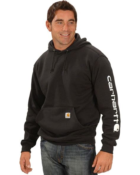 Carhartt Mens Midweight Sleeve Logo Hooded Sweatshirt Reg Large Black