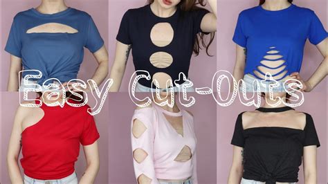 6 Easy Diy Cut Out Shirts No Sewing No Glue Upcycle Youtube