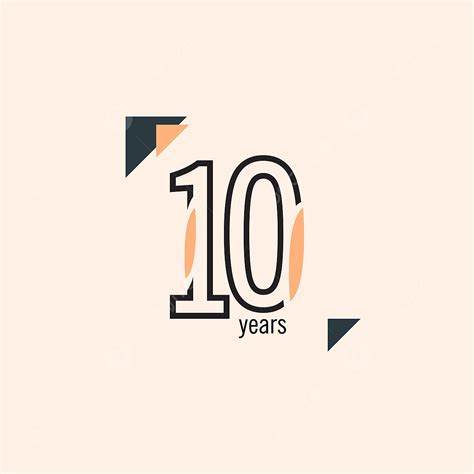 10 Anos Aniversário Linha Retrô Vector Modelo Design Ilustração Png