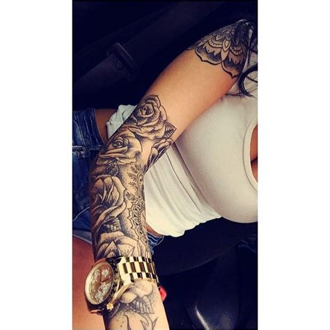 Follow Pinterest For More Niya Smith Roses Sleeve Girl Tattoos
