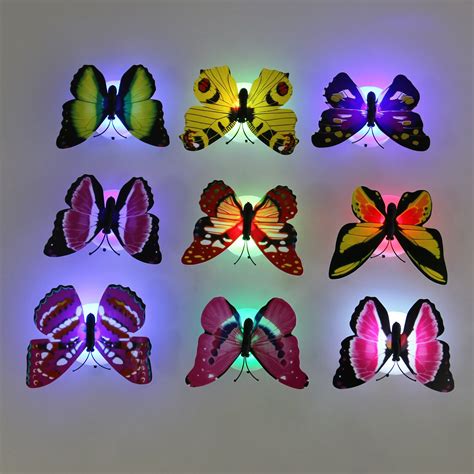 1 Pc Colorful Luminous Butterfly Night Light Home Room Party Wedding