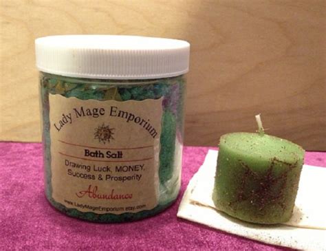 Abundance Bath Salt And Candle Set 8 Oz Money Spiritual Bath Wicca Voodoo Hoodoo Reiki Feng Shui