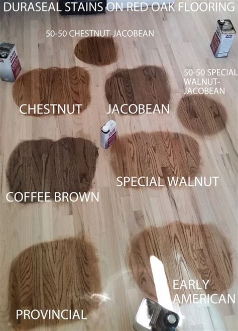 Les's have a look at the wood stain. Duraseal Stain on Red Oak Wood Flooring. Chestnut ...