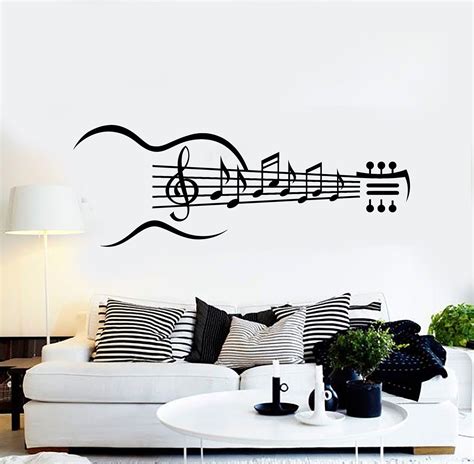 Vinyl Wall Decal Guitar Musical Instrument Music Notes Stickers Unique
