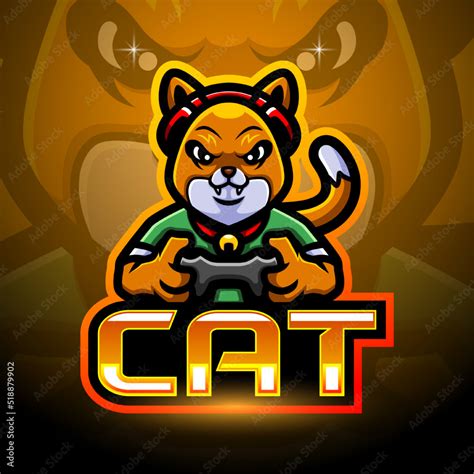 Cat Gaming Logo Mascot Design Stock Vektorgrafik Adobe Stock