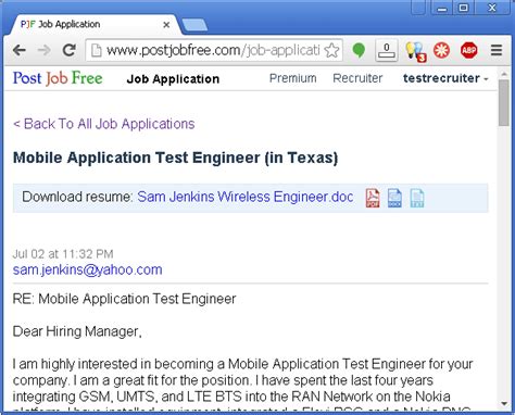 You could write something like job application enclosed: Post Job Free: Resume attachments in job applications