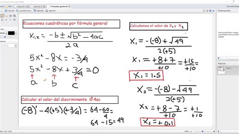 Solución De Ecuaciones Cuadráticas Por Fórmula General Ejemplo2 Youtube