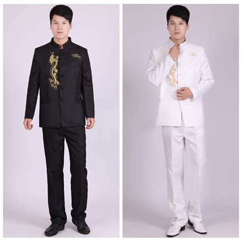Chinese Suit Stand Collar Suits Men Chinese Tunic Suit Male Slim School