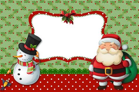Snowman And Santa Free Printable Invitations Cards And Photo Frames