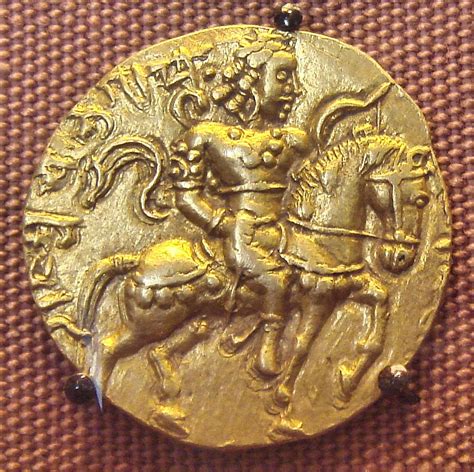 Gold Coin Featuring Emperor Chandragupta Ii Vikramaditya Astride A