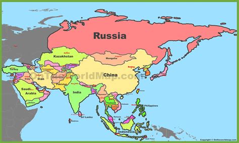 Map Of Asia With Countries And Capitals Asia Map Political Map