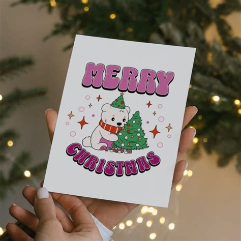 Printable Lesbian Christmas Card Merry Christmas Polar Bear Etsy