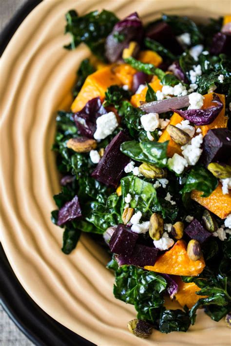 Tuscan Kale Salad With Roasted Butternut Squash And Beets At Home With