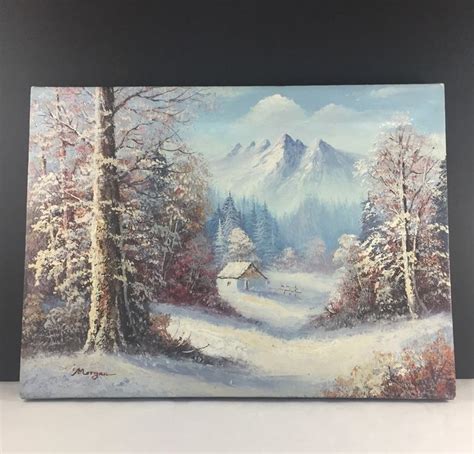 Original Oil Painting Vintage Winter Scene Oil Painting Etsy