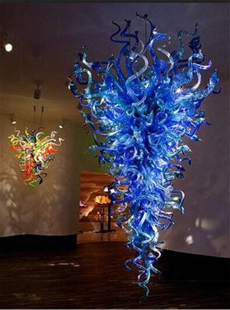 Chihuly Style Blue Colored Large Size Blown Glass Murano Style Hanging