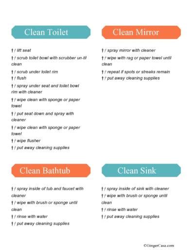 49 Printable Bathroom Cleaning Checklists Word Templatelab