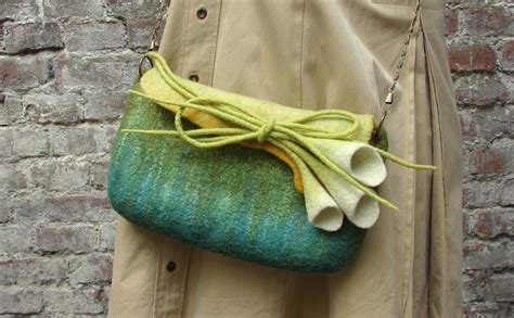 elegant felted bag wool felt bag unigue wool purse handmade etsy