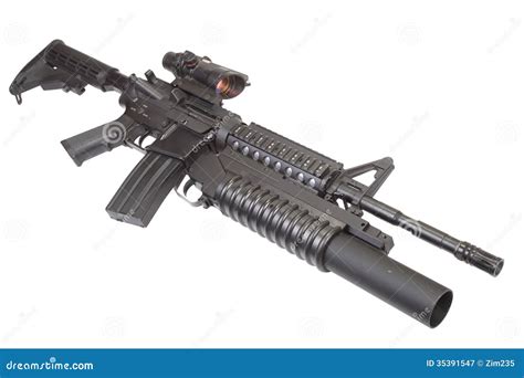 An M4a1 Carbine Equipped With An M203 Grenade Launcher Stock Image