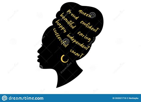 Black Woman Silhouette African American Girl In A Head Wrap And With