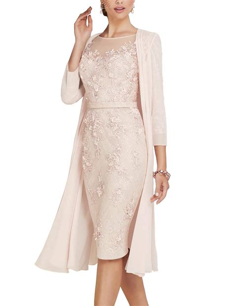Newdeve Lace Mother Of The Bride Dresses Tea Length Sheath 34 Sleeves