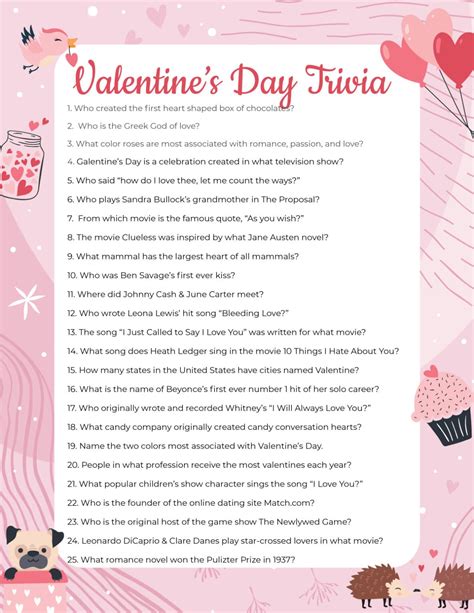 Free Printable Valentine S Day Trivia Game Play Party Plan