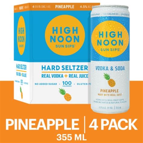High Noon Pineapple Vodka Hard Seltzer 4 Single Serve 355ml Cans 4 Cans 355 Ml Pay Less