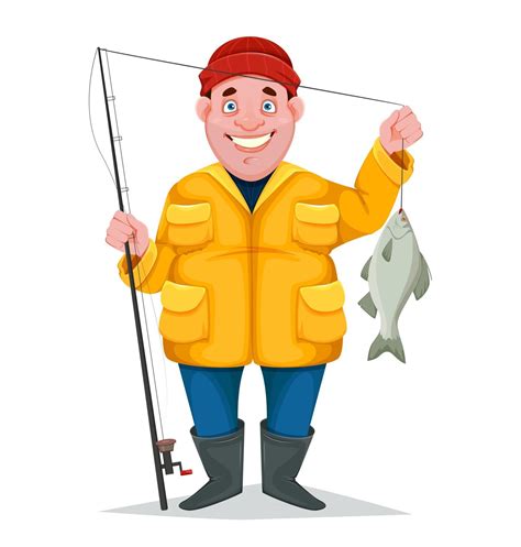 Fisherman Funny Cartoon Character 2448489 Vector Art At Vecteezy