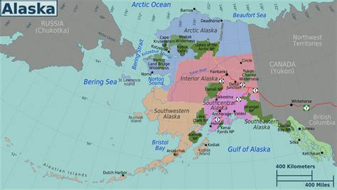 Landkarte Alaska Touristische Kartenationalparks
