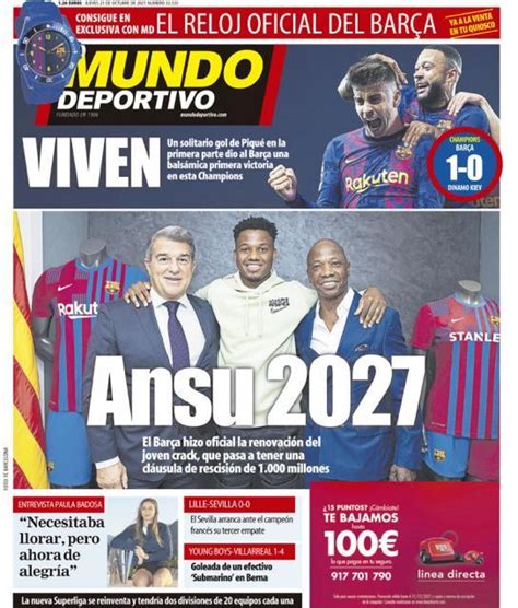 Today S Papers Pique Fires Barcelona To Victory While Fati Renews Until 2027 Football España