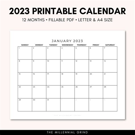 Free Blank Calendar 2023 Printable Blank Printable