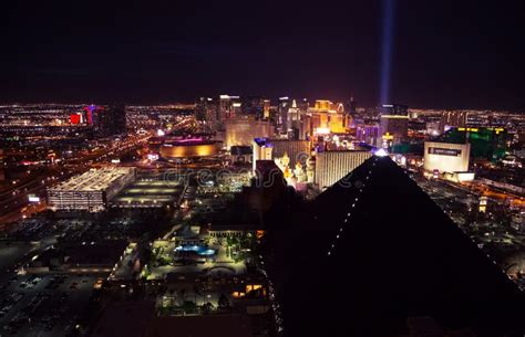 Panoramic Aerial View Of Las Vegas Strip At Night Editorial Photo