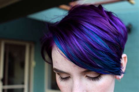 Purple And Blue Imgur Galaxy Hair Color Dyed Hair Short Hair Styles