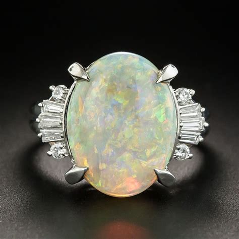 Platinum Opal Diamond Ring Opal Diamond Ring Unique Engagement Rings